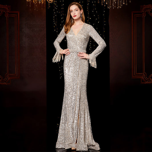 Starlit Grace – Sequined Gala Gown