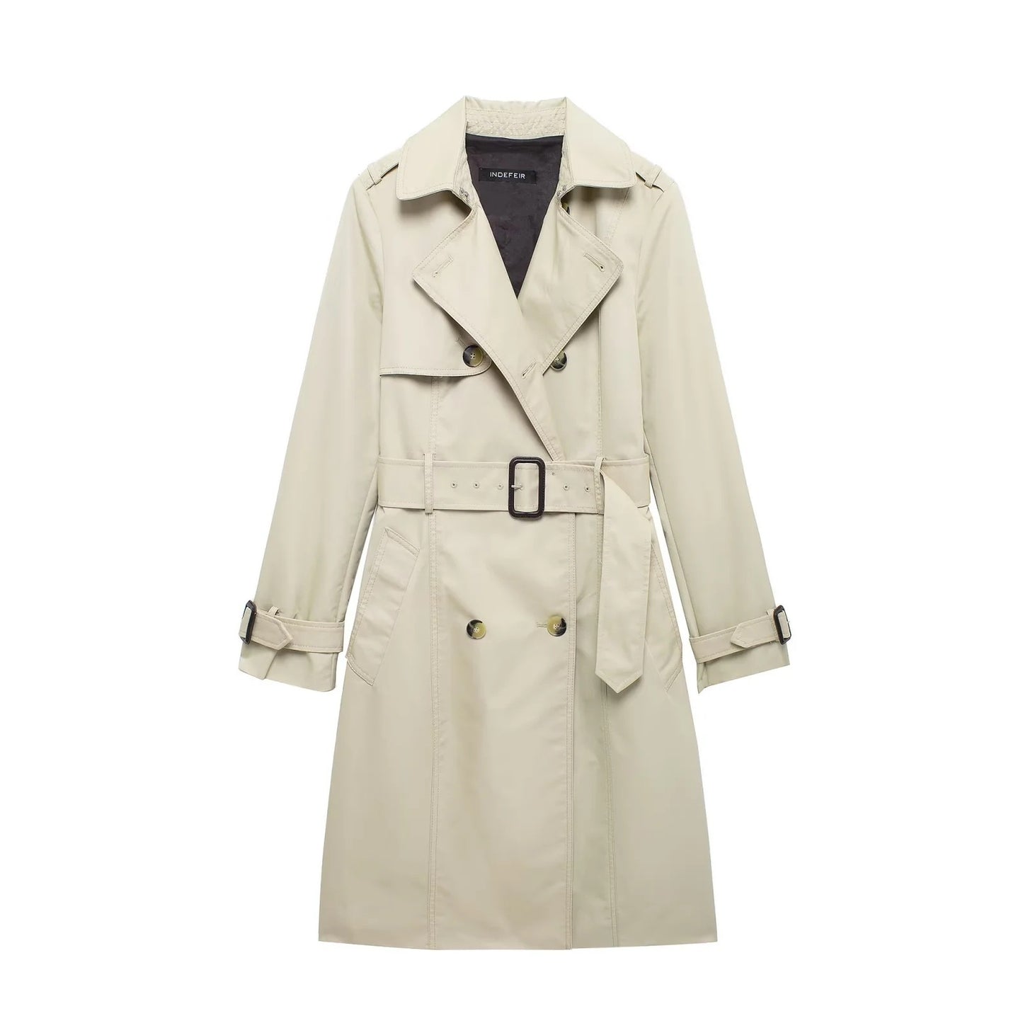 Retro Dubbeltknäppt Trenchcoat