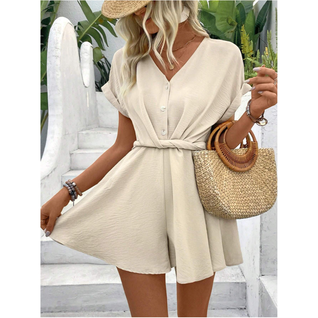Stilren Jumpsuit med Fladdermusärm – Hög Midja & Vida Ben