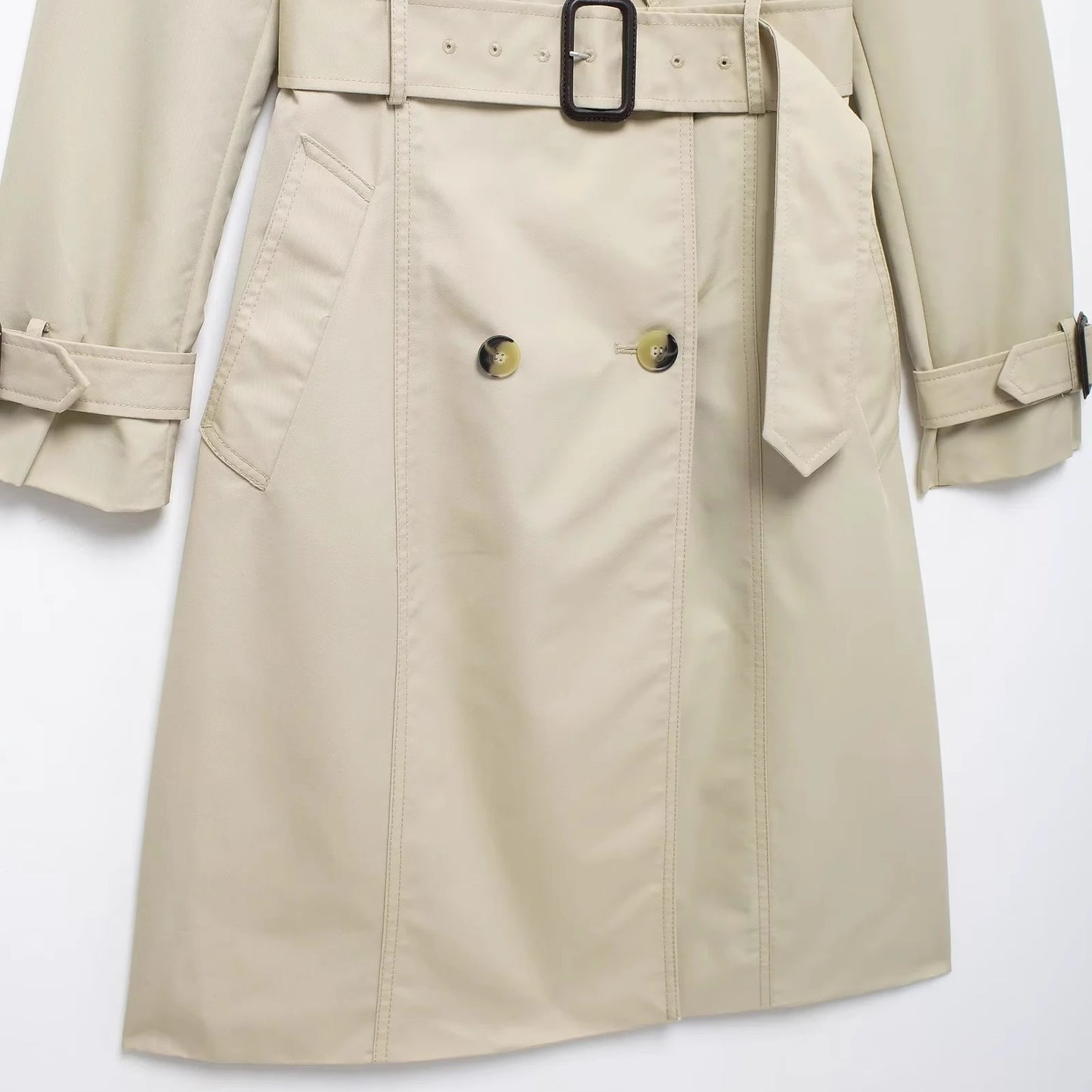 Retro Dubbeltknäppt Trenchcoat