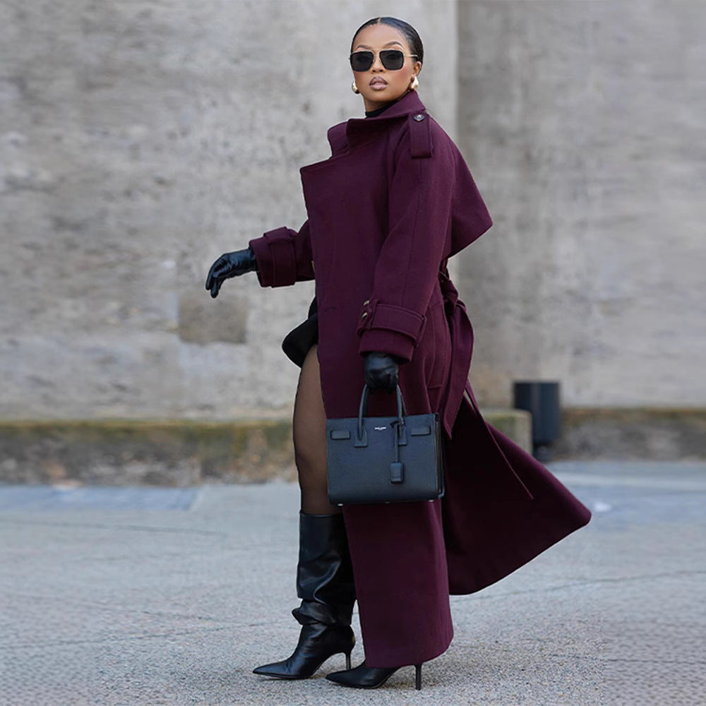Damtrenchcoat i Ullblandning