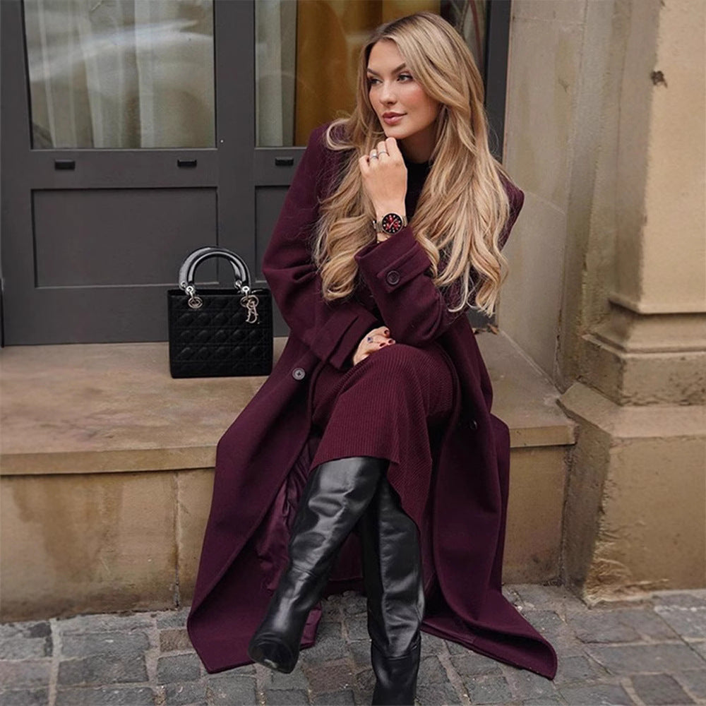 Damtrenchcoat i Ullblandning